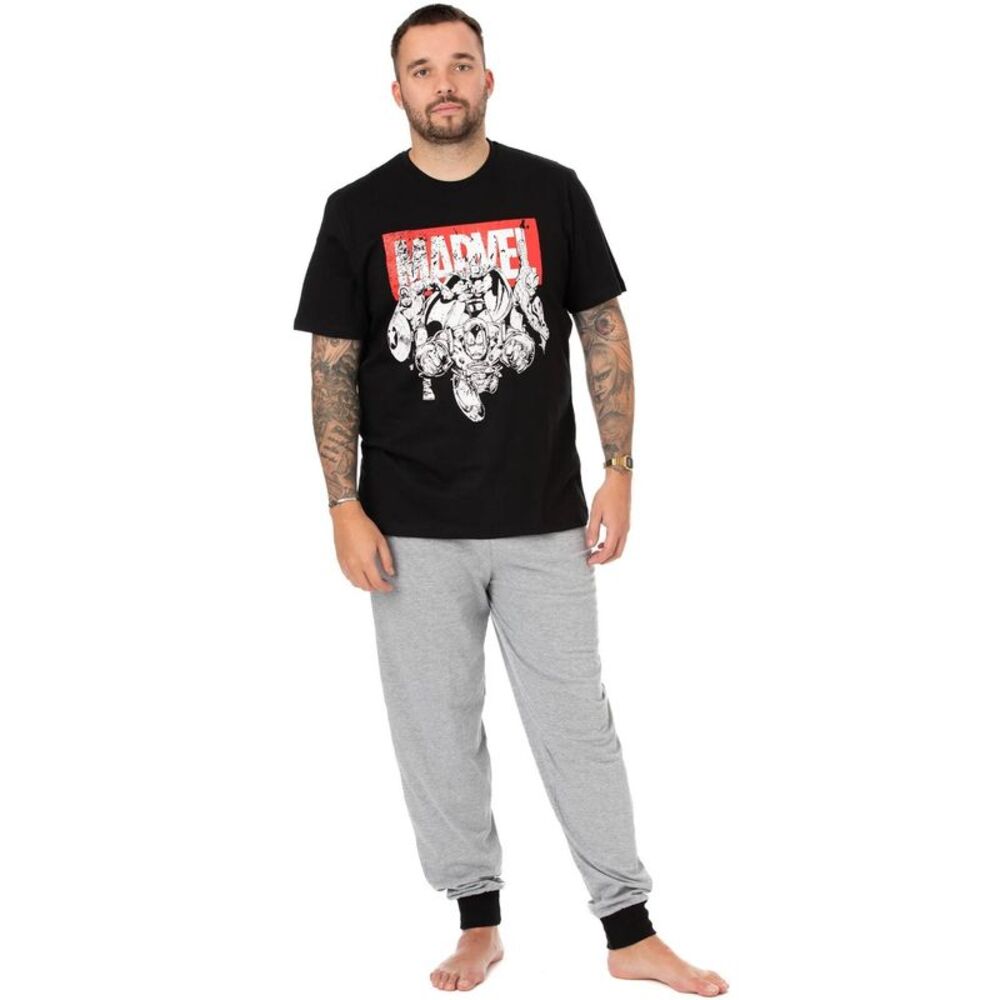 Marvel Mens Superhero Pajama Set / Black/Gray